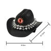 Handmade Retros Hat Rivets Embellished Felted Denims Hat Durability Hat for Outdoor Activity and Festivals