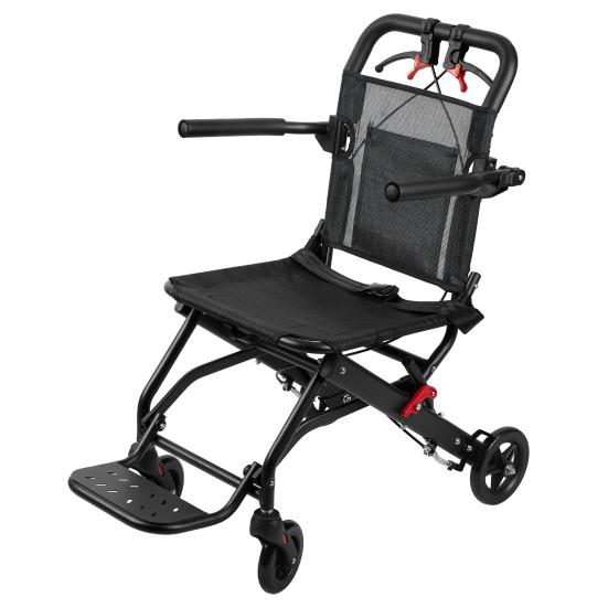 Aluminum Alloy Foldable Wheelchair with Flip-up Armrest, Portable Transport Chair, 286lbs Capacity