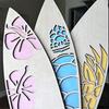 3pc Wooden Surfboard Wall Hanging Sign Summer Themed Hawaiian Tropical Hibiscus Flower Wall Decor Pineapple Sea Turtle Door Sign