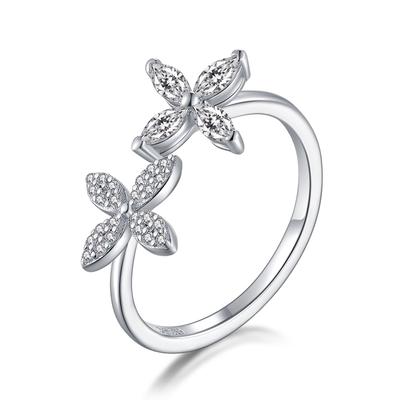Mode S925 Sterlingsilber Ring Gardenie Damenring Schlichter Offener Ring