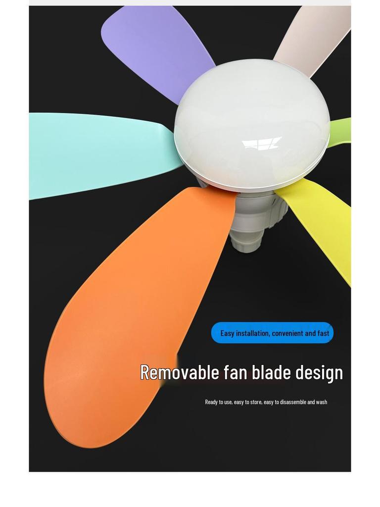 E27 LED Six-Leaf Remote Control Ceiling Fan with Silent Operation for Bedroom or Restaurant