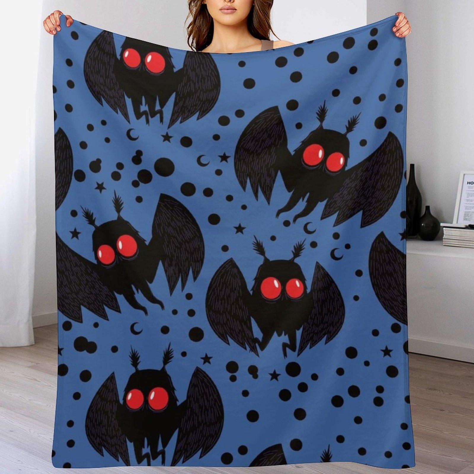 

Mothman Dark Blue Night Throw Blanket Decorative Soft Throw Blanket for Couch Sofa 102x76cm(40x30in)