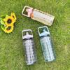 Outdoor Travel Sport Drinking Bottle for Kid Girl Summer Plastic Cup with Straw and Time Marker 2L