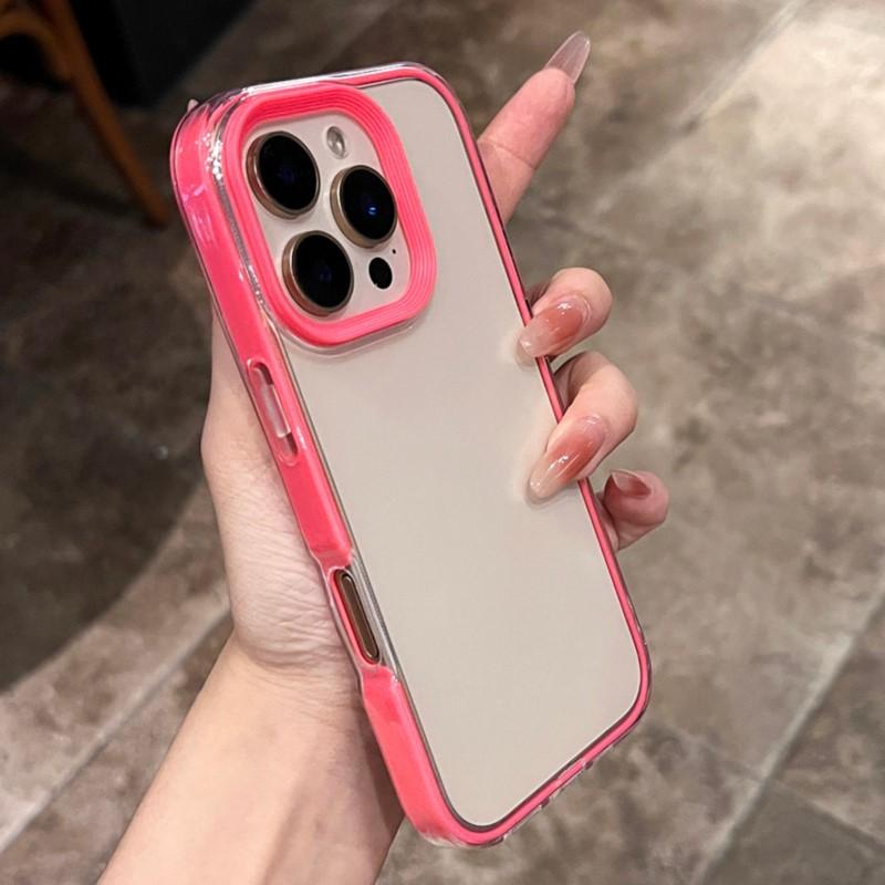 Transparent 2IN1 Shockproof Color Bumper Clear Armor Cover for iPhone 16 15 14 Plus 13 12 11 Pro X XR XS Max Soft Silicone Cover
