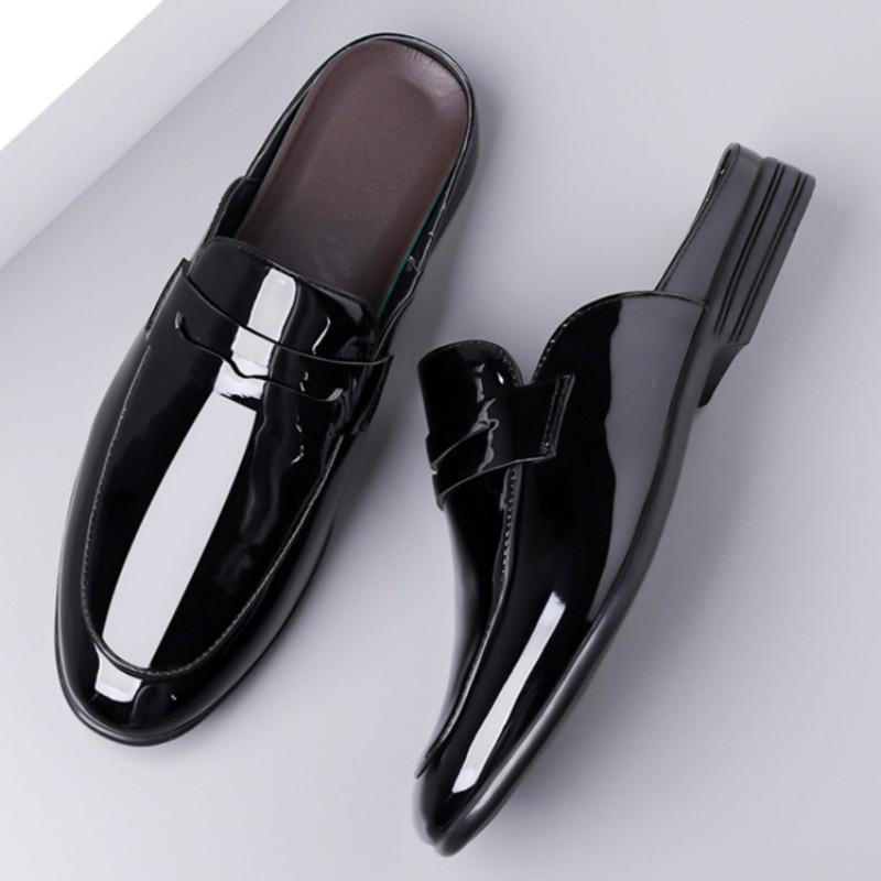 Brand Men's Shoes Luxury Leather Slippers Baotou Half Slippers for Men Business Dress Slippers Casual Loafers Man Shoes