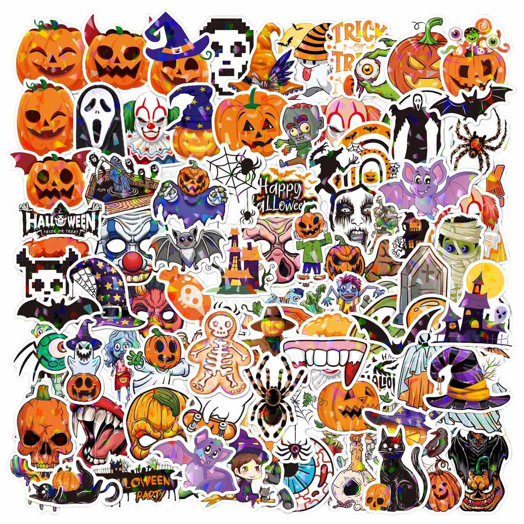 100 Pieces Halloween Pumpkin, Scary Stickers, Cake Stickers For Tableware, Notebook, Luggagen