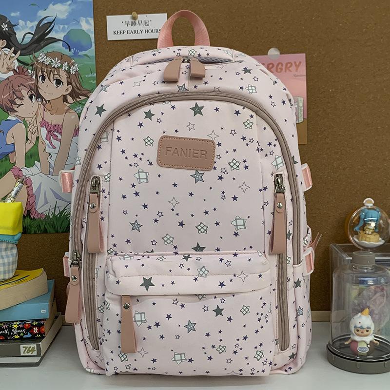 Schoolbag, Japanese-style backpack, niche, high-look, fresh and sweet, star backpack, double shoulder bag for middle and high school students