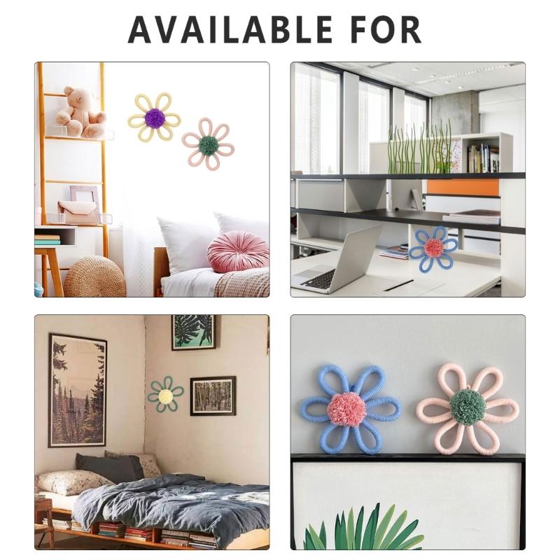 Handmade Woven Flower Wall Decoration, Multiple ColorCotton Rope Floral Decoration Nursery Artwork