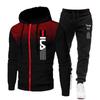 2024 Men's Polka Dot Fleece Hoodie & Sweatpants Set - Casual European & American Autumn/Winter Activewear