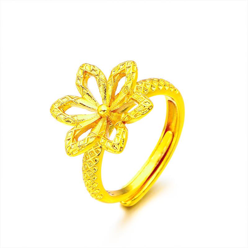 Vietnam Sand Gold Women's Hexagonal Flower Fashion Ring