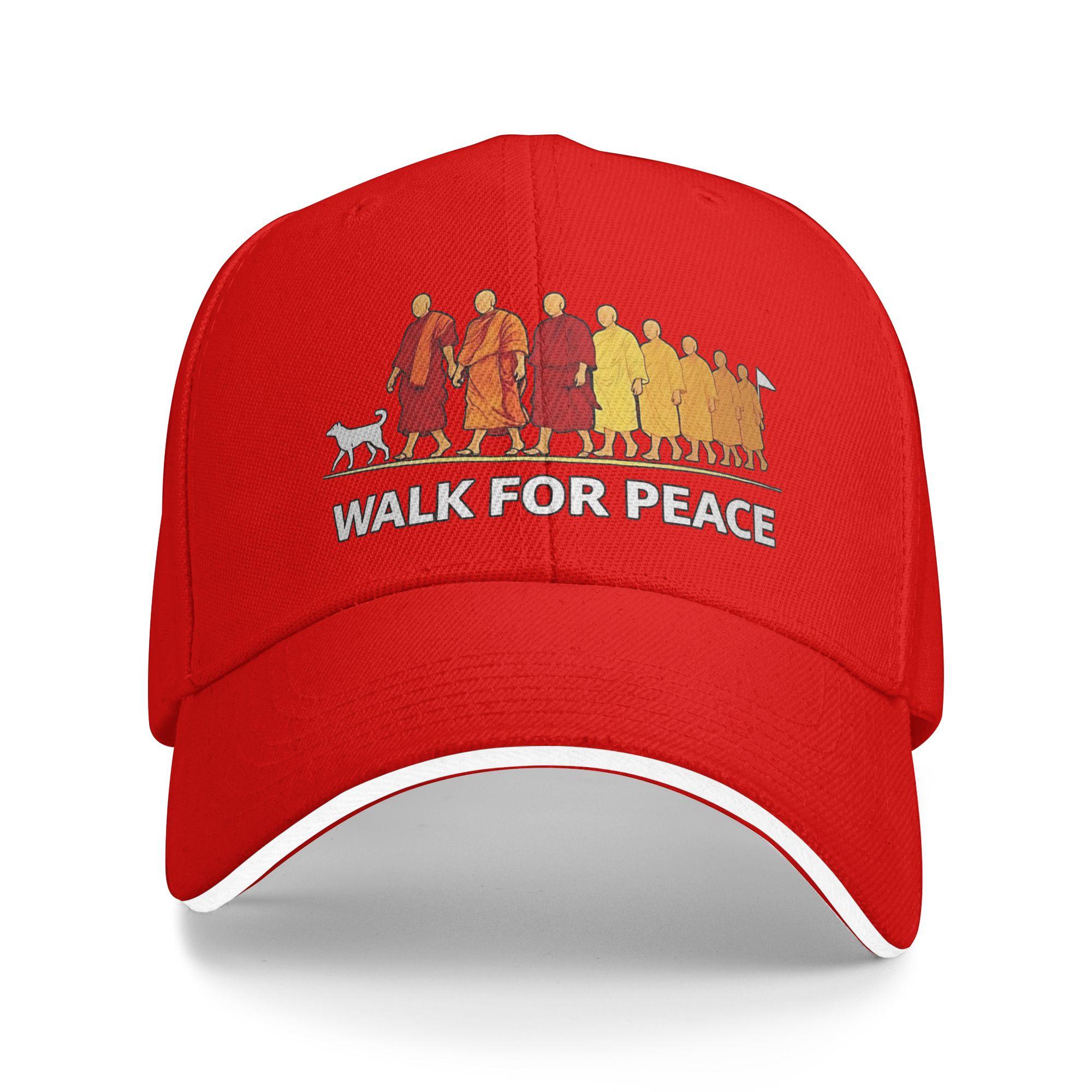 

Walk for Peace Monks with Aloka Dog Caps For Unisex Stylish Baseball Cap Dad Hat Travel Headewear Adjustable Fit Adjustable