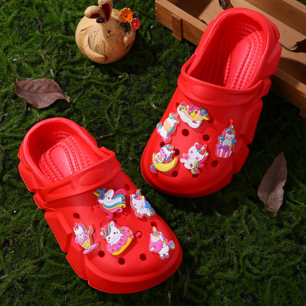Zoccoli alla Moda Comodi per Bambina con Charms Luminosi a Cartone Animato di Unicorno, Zoccoli Antiscivolo per Interno Esterno Spiaggia Piscina 3057