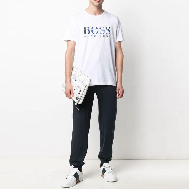 HUGO BOSS T-Shirts Men's White Crew Neck Moderate Straight Fit 50443666-100