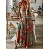 Abito Bohemian da Donna Estate Manica a Svaso Stampa Floreale Scollo a V Ampio Abiti da Donna Elegante Linea ad A Vita Alta Abito da Donna per Vacanze al Mare