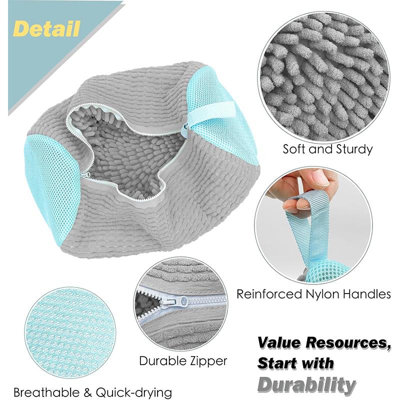 Wash Shoe Cleaning Bag Padded Net Laundry Shoes Protector Fluffy Fibers Polyester Washing Shoes Machine Laundry Bag Drying Bags