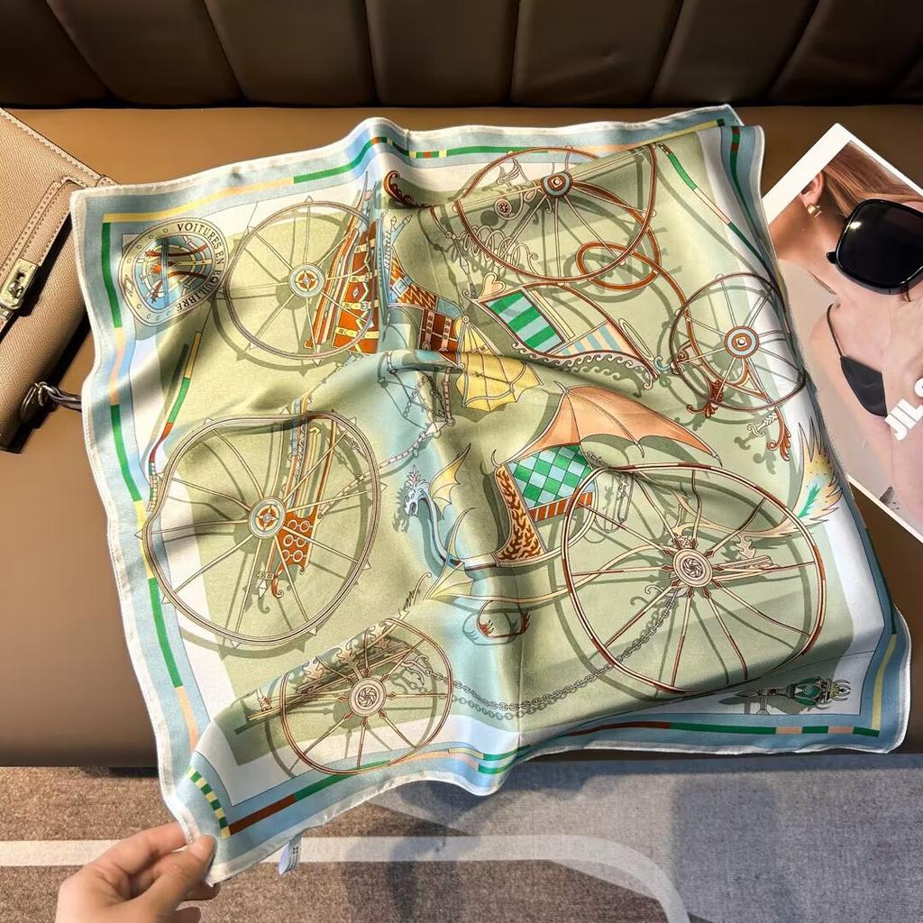 53cm Floral Printed Silk Square Scarf Women's Fashionable and Versatile Printed Scarves High-end Decorative Scarf Shawl Kerchief