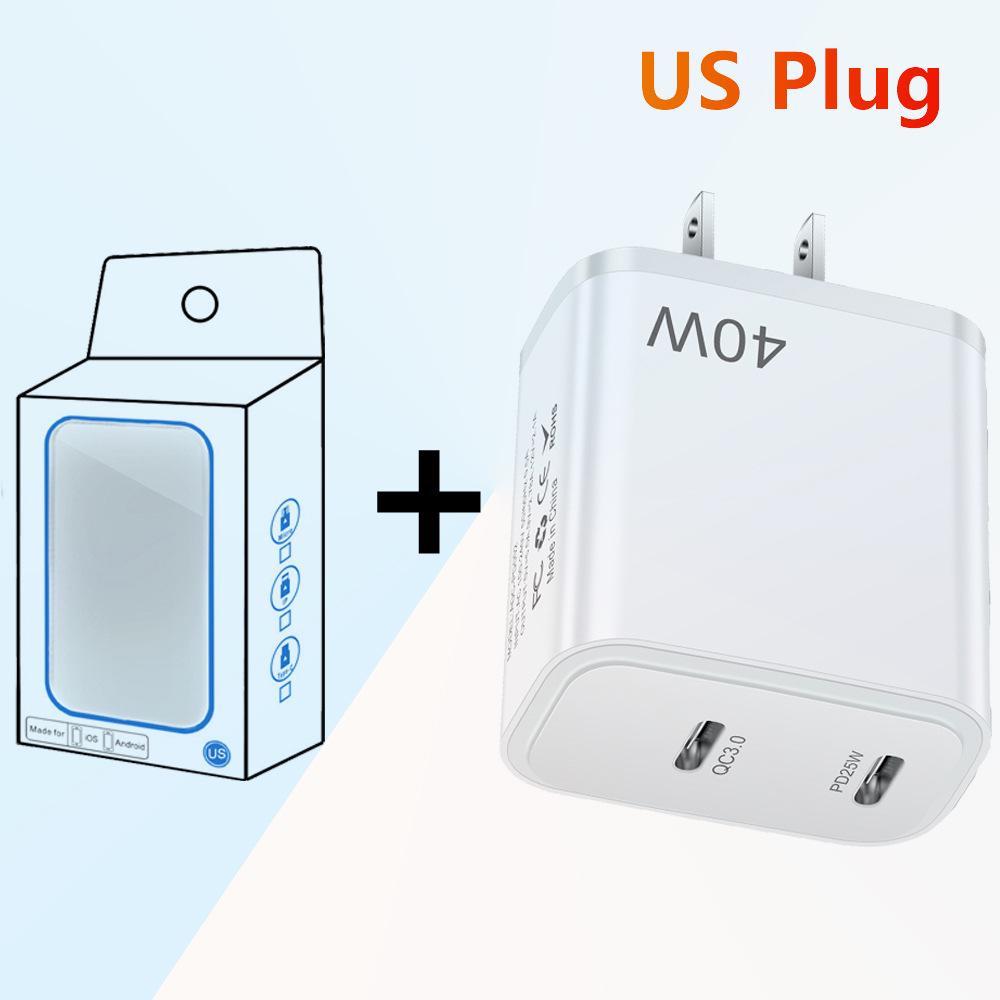 40W Dual PD Type-C Fast Charger for Mobile Phones - Travel-Friendly Charger Head