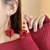 Red Petal Earrings  Elegant and Fashionable Flower-shaped Earrings for Women