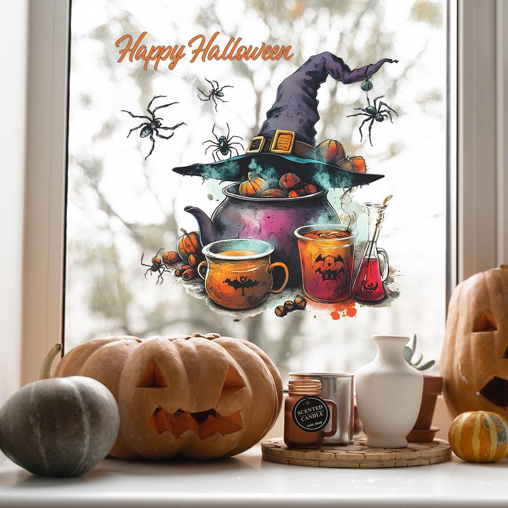 Halloween Witch Magic Potion Glass Window Home Atmosphere Decoration Static Window Stickers
