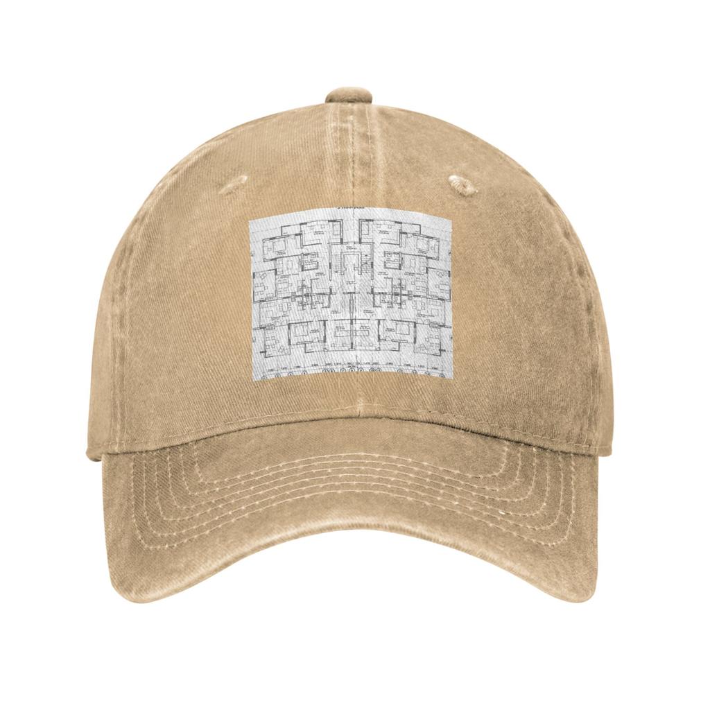 architectural one story private house blueprints and drawings Denim Fabric Cap Baseball Caps Hat Summer Unisex Baseball Hats