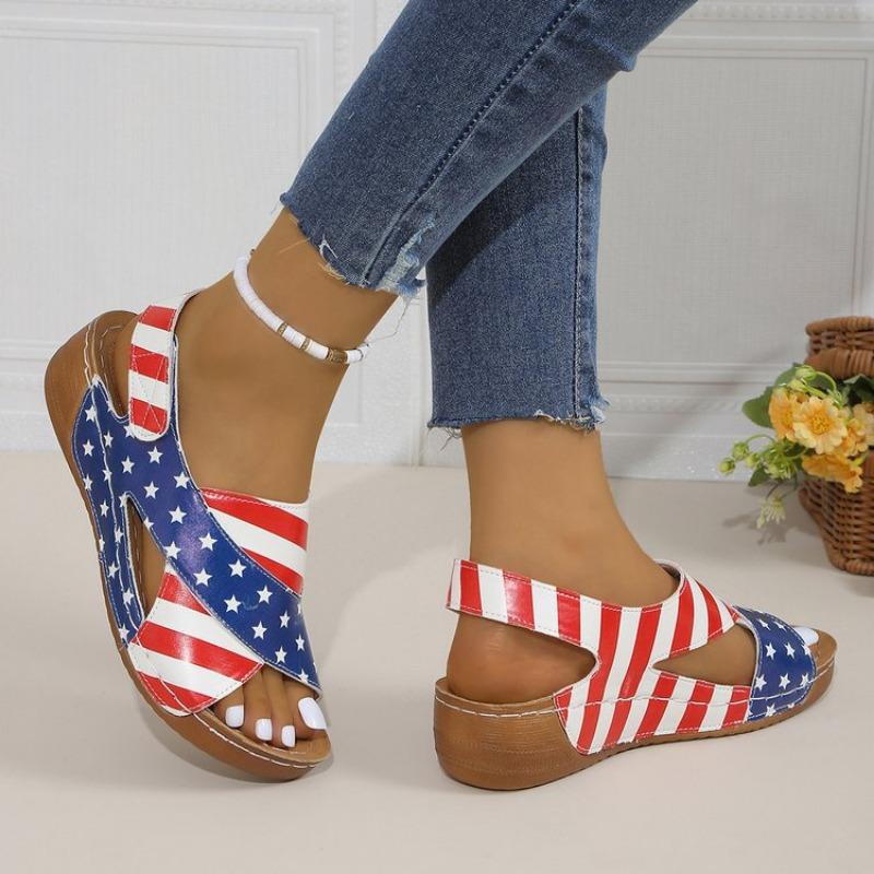 Large size wedge heel sandals women's summer new Velcro light outer wear Xiyin sandals women