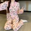 Japanese Cartoon Casual Cloud Cotton Pajamas Women'S Loungewear Long Sleeves Trousers Two-Piece Set