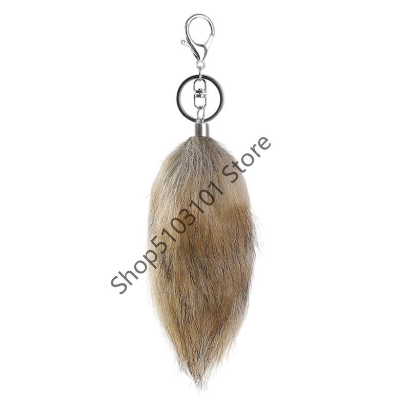 16cm Foxes Tail Keychain Faux Furs Foxes Tail Keyring Soft Furry Bag Hangings Charm Pendant Key Handbag Pendant Accessorise