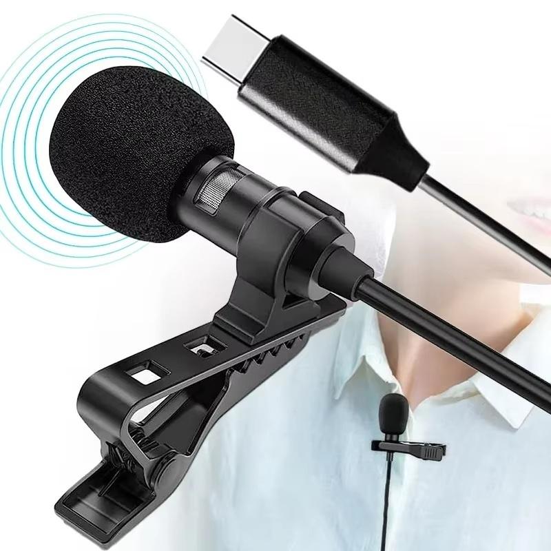 1.5m Portable USB Mini Lavalier Microphone USB/3.5mm/Type-C Metal Clip Lapel Mic Condenser Microphone For PC Laptop Mobile Phone