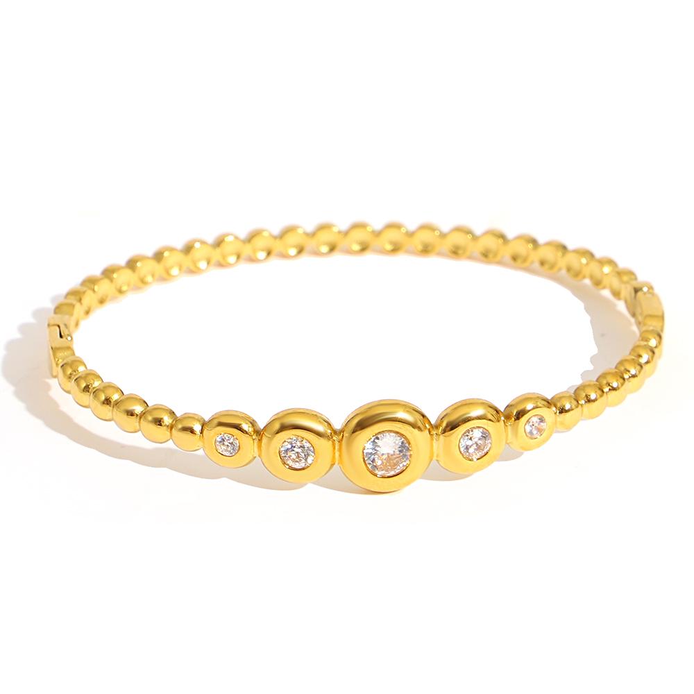 Greatera Trendy Gold Plated 316L Stainless Steel Bangles Bracelets for Women Delicate Cubic Zirconia Bracelet Party Jewelry