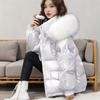 Winter Warm Duck Down Jacket Women's Clothes Glossy Fur Collar Thicken Parka Short Down Coat