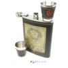 Praxia CCCP Former Soviet Style Outdoor Camping Flask, 8 oz (220 ml) [Includes Logo Pouch, Funnel, and Two Glasses]