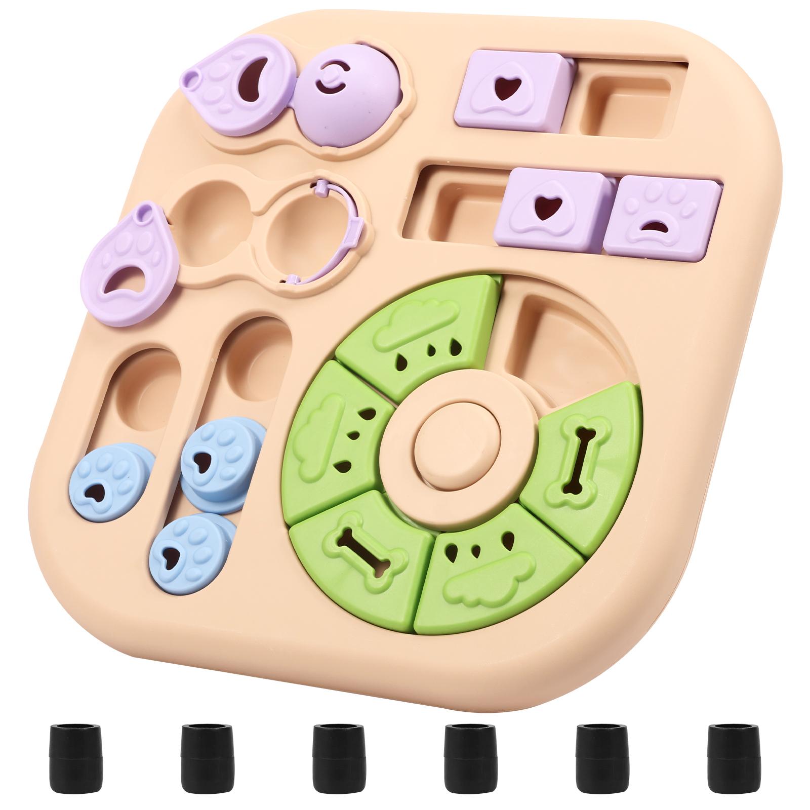 

Interactive Dog Puzzle Toys Plastic Treat Dispensing Slow Feeder with Non Slip Base Dog Mental Stimulation Toys Pet Supplies бежевый