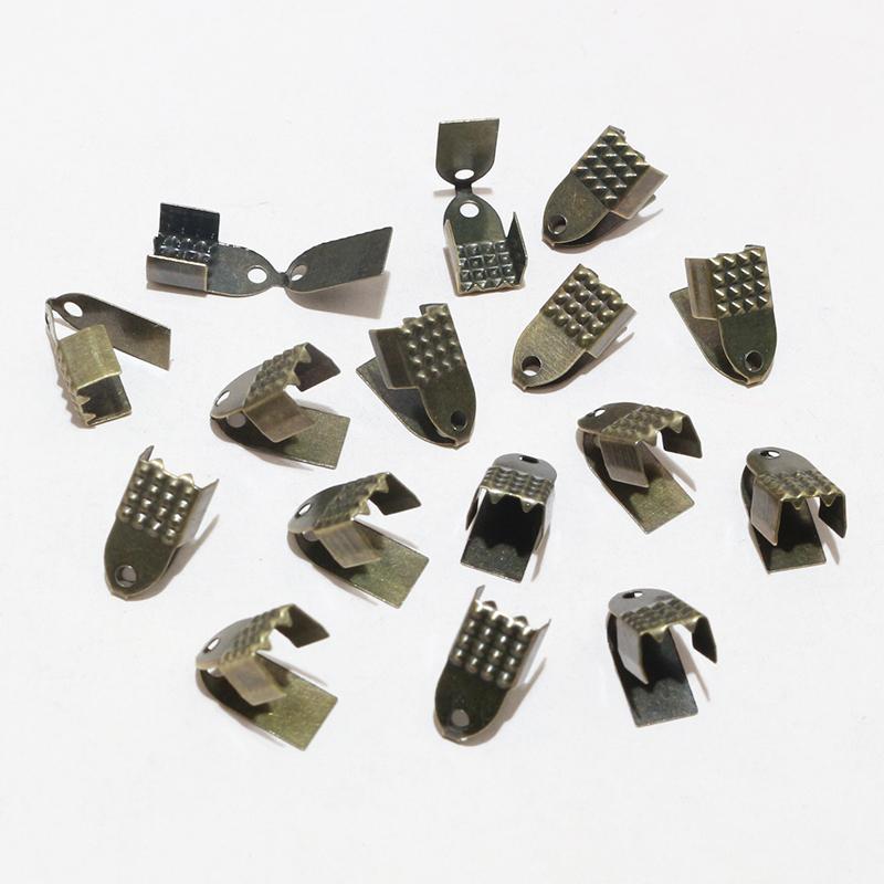 200pcs Cove Clasps Cord End Caps 4/5/6mm Width String Ribbon Leather Rope Clip Tip Fold Crimp Connectors DIY Jewelry Findings