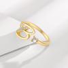 26-Letter Rhinestone Adjustable Open Ring - Women's Fashion and Luxury Accessory