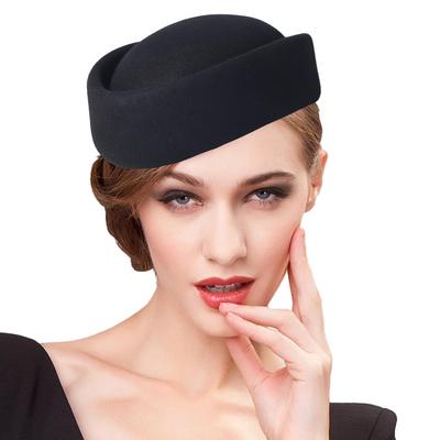 Wollfilz Pillbox Hüte für Damen Vintage 60er Jahre Fascinators Kirchenhüte Cocktail Stewardess Derby Hüte mit Kamm