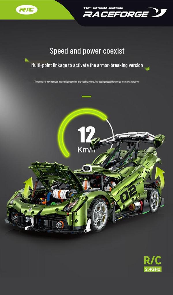 Gu Li 10628 Mamba Green Koenigsegg Sports Car Building Blocks Compatible with Lego