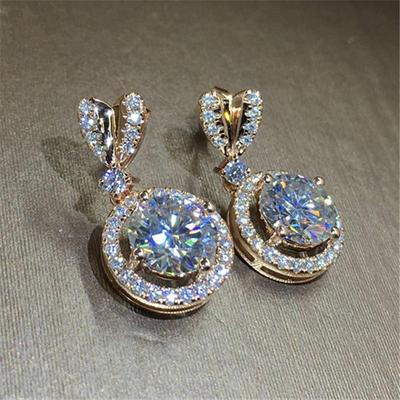 Heart-shaped Large Zircon Ladies' Earrings - Fashionable, Versatile, and Exquisite.