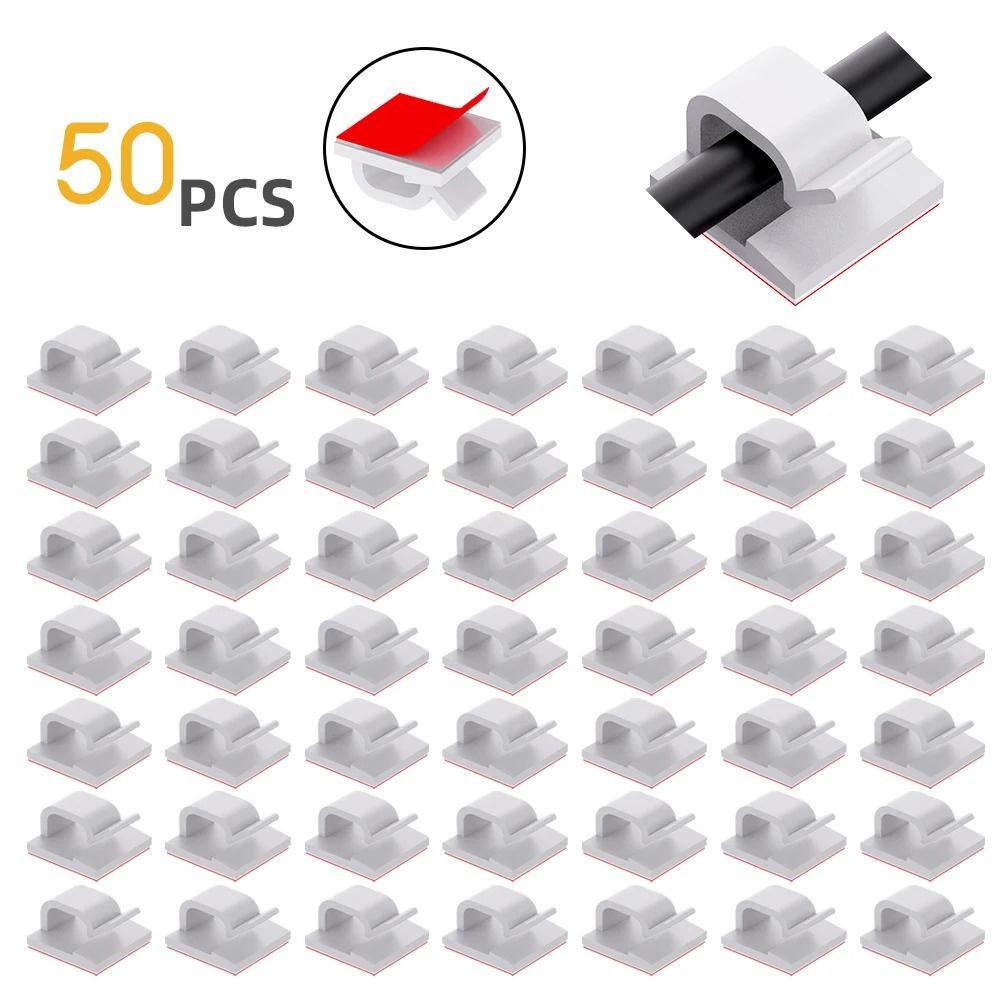 

50PCS Wire Winder Cable Management Clip Line Clamp Protector Fixations Cord Holder Clearance Winder Clips Attache For Home білий