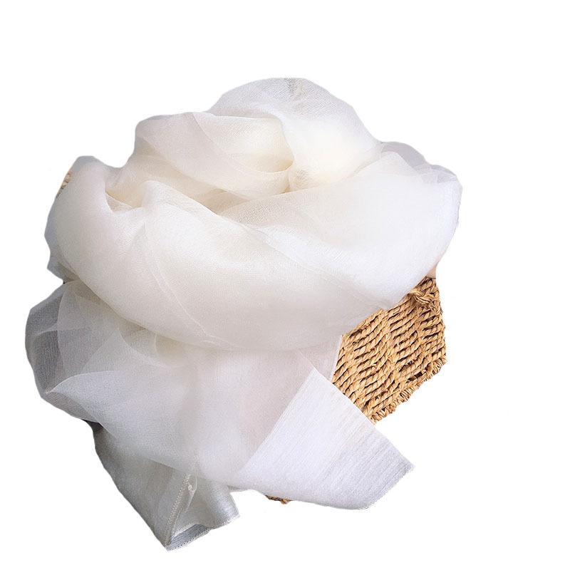 Mulberry Silk Wool Scarf Spring And Autumn Rice White Versatile Thin Shawl Plant Dye Tie-Dye Blue Dye Embryo Cloth