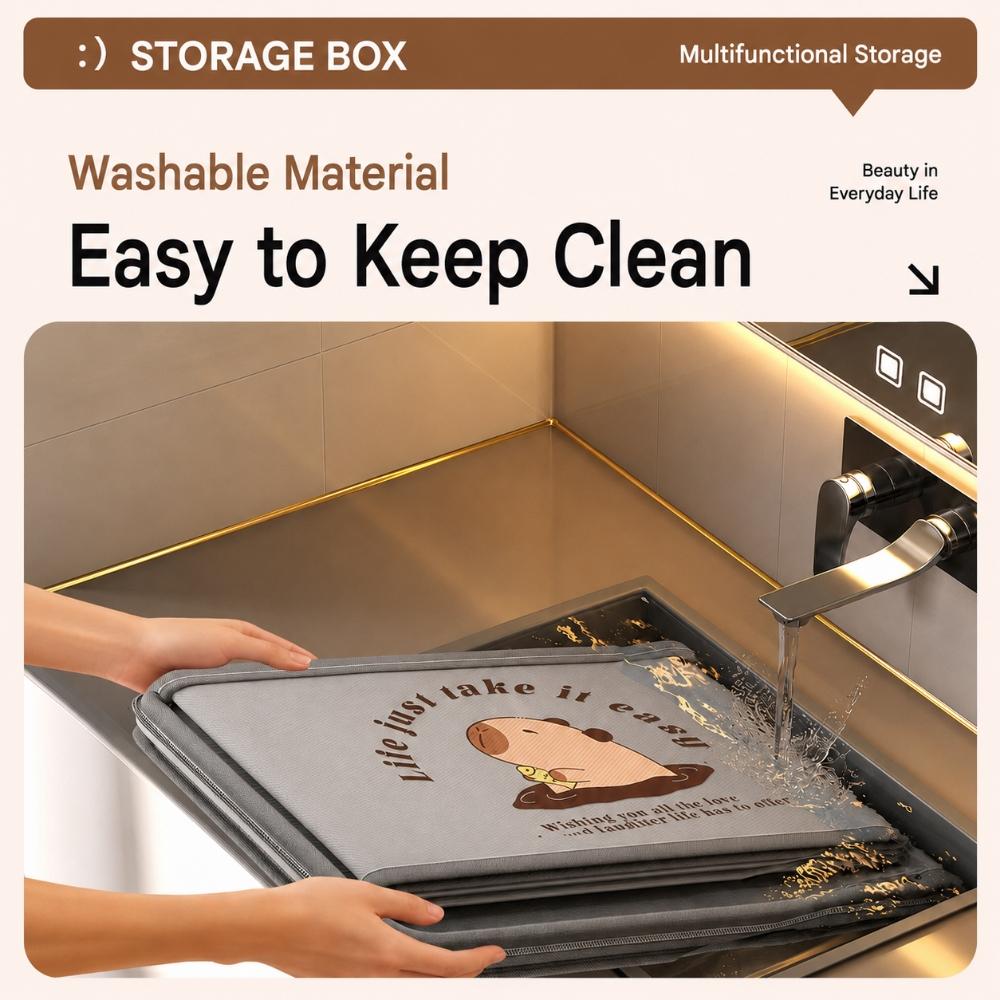Foldable Clothes Storage Box With Zipper Lid Nonwoven Fabric Organizer Bin For Bedroom Wardrobe Travel Bedding And Daily Seasonal Items