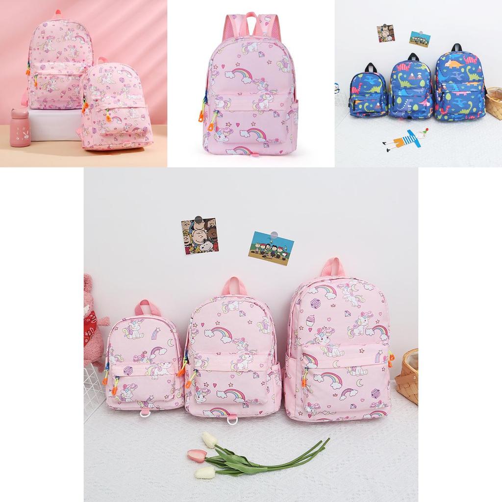 Cross-border Canvas Backpack With Cartoon Print Unicorn Design For Kindergarten Students