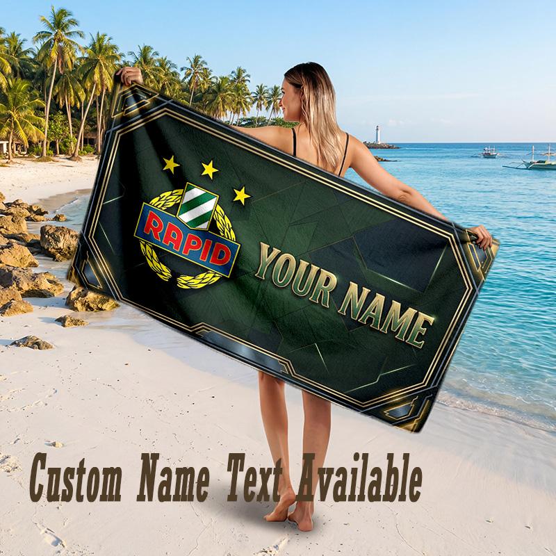 Rapid Wien FC Design Beach Towel Custom Text Large Towel for Beach Vacation