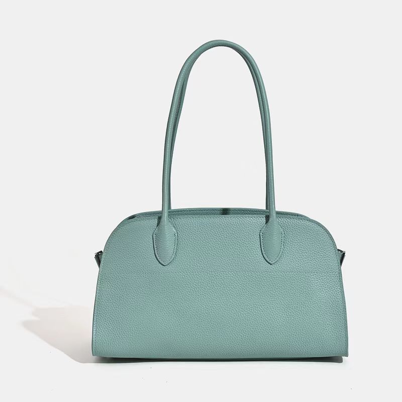 New Large-capacity Boston Bag Women's Commuter First-layer Cowhide Tote Bag Single Shoulder Axillary Bag High-end Bowling Bag