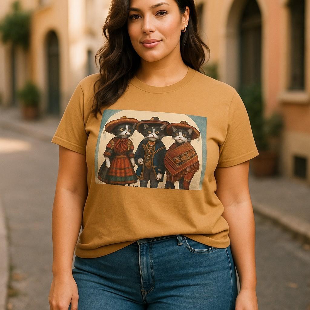 Mexican Cat Trio Tee, Unisex Heavy Cotton T-Shirt, Cute Cat Kitten Lover Gift 2XL