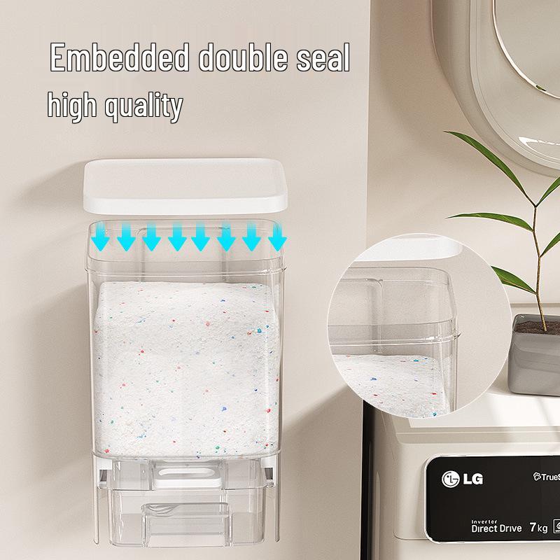 ClearView Punch-Free Wall-Mounted Laundry Rack: Transparent Moisture and Dust-Proof Storage Box.