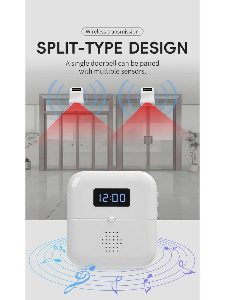 Smart Infrared Doorbell with Time Display & Motion Detection for Home Security