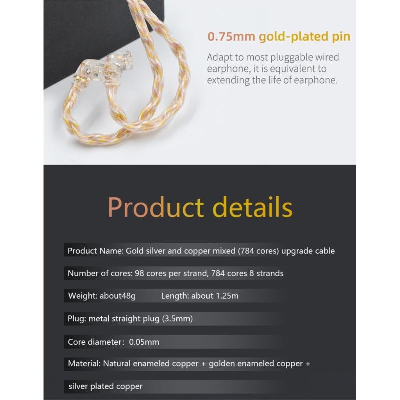 Silver Plated Replacement Cable Blue Earphone Cable for ZS10PRO ZSN EDX ZEXPRO ZASZAX ASFAST ASXAS12 Headphones Cord