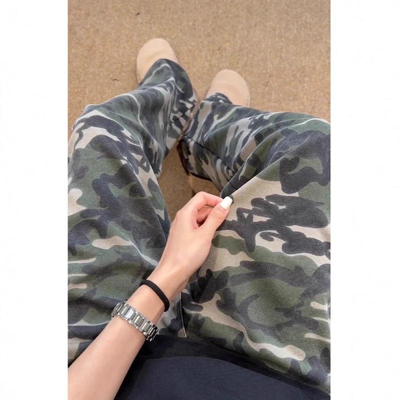 Japanische Retro unregelmäßige gewaschene gestrickte Camouflage-Hose Vier-Jahreszeiten universelle Camouflage-Freizeithose Herren Fauler Stil vielseitig Trend