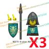 N511U-518U N335-337 Mittelalterliche Burg Ritter Bausteine Figuren Vierseitiger UV-Druck Waffen Zubehör Spielzeug Kindergeschenke F030