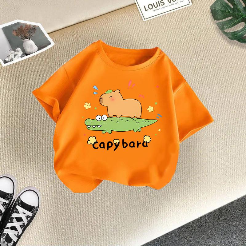 Children's Casual Short-sleeved T-shirt, Summer Boys' And Girls' Cute Capri Blouse